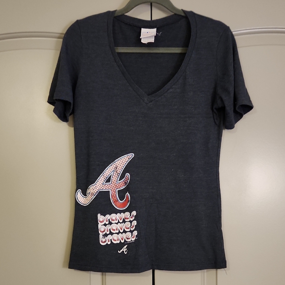 2010 Atlanta Braves V-Neck Tee - Heather Blue